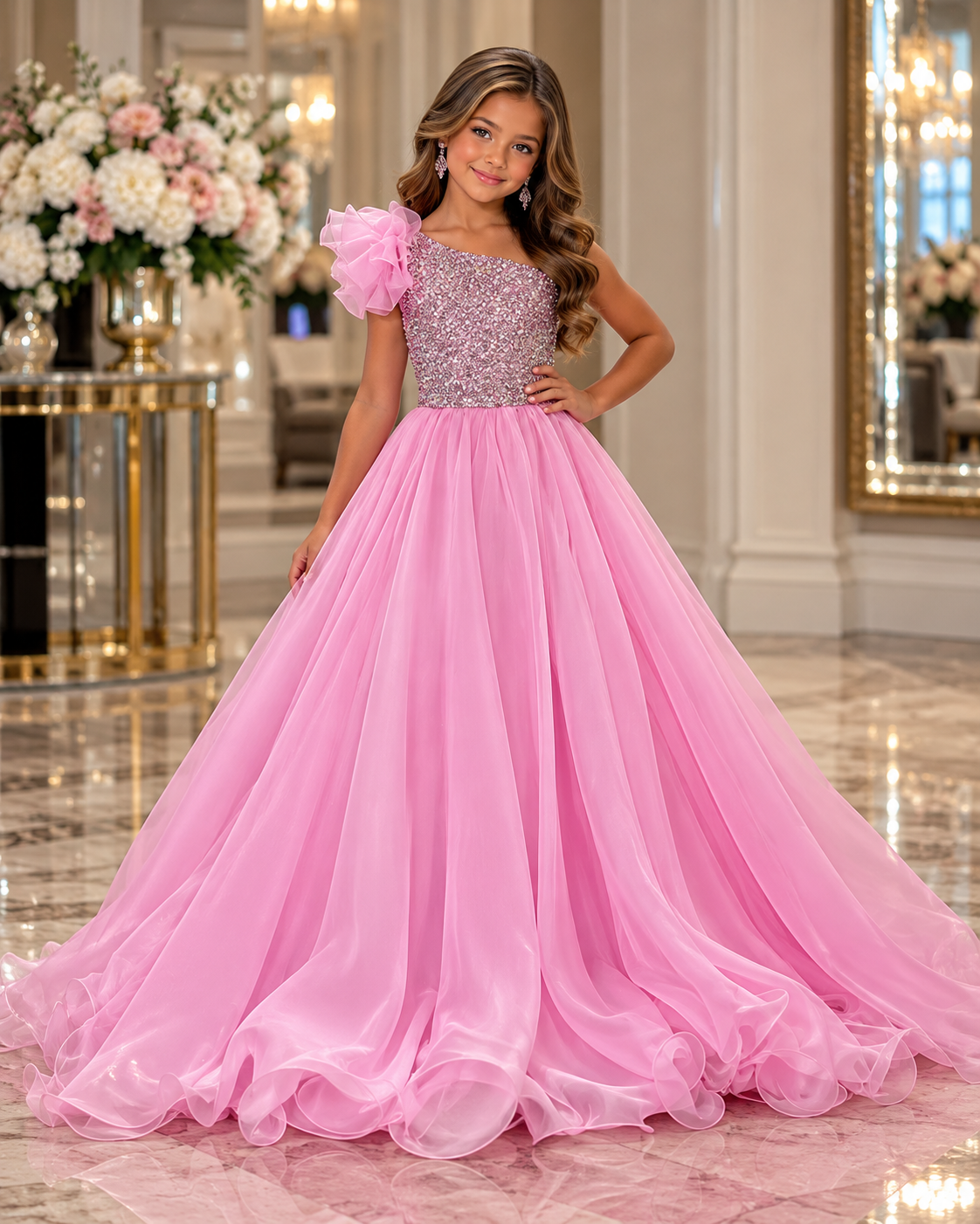 Blushing Glitz Gown - size 8