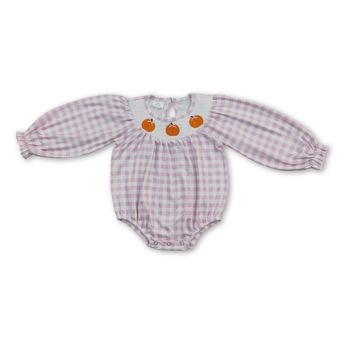 Pink Plaid Pumpkin Smocked Romper